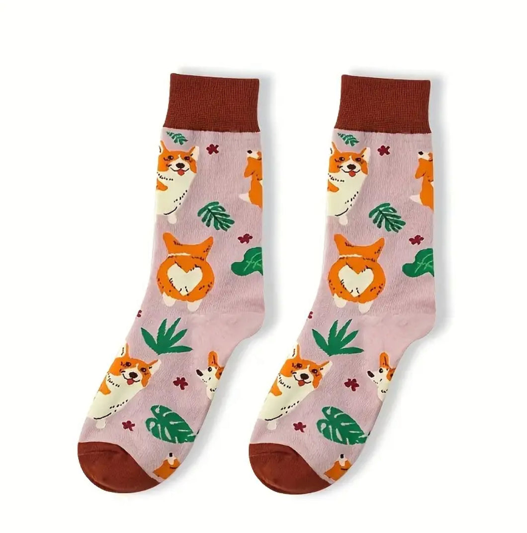 Socks - Corgi pink